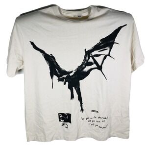 Posty Co T Shirt Mens XXL Demon Beige Ivory Short Sleeve H&M Post Malone Lyrics